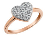 Simulated Crystal Heart Ring in Sterling Silver with Rose Gold Plating